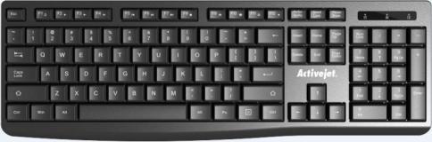 Тастатура со кабел Activejet K-3803S, USB, 104 копчиња, црна