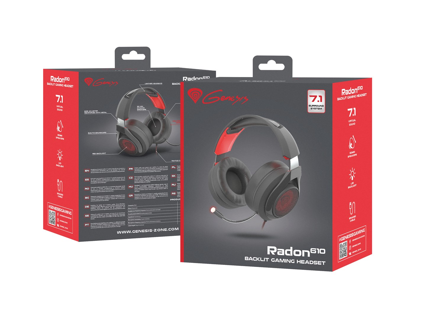 Kufje Genesis Radon 610 7.1, USB, të zeza