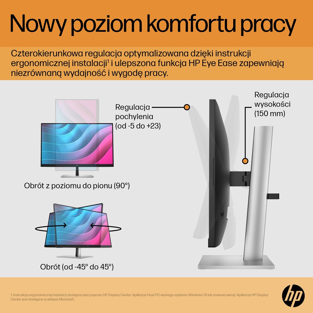 Monitor HP E-Series E24, 23.8", 1920 x 1080, Full HD, 75 Hz, i hirtë