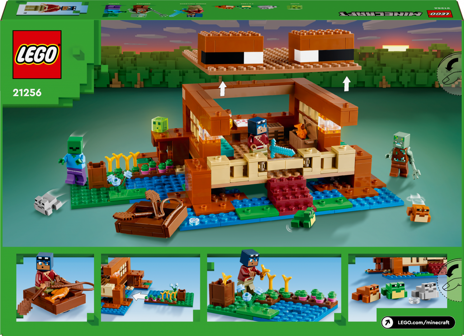 Set LEGO Minecraft Frog House 21256, 400 pjesë, për fëmijë 8+