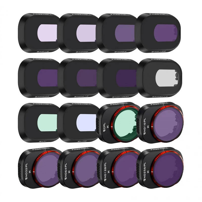 Set filtrash droni Freewell 16Pack Mega, ND ND/PL CPL UV, kompatibil me DJI Mini 4 Pro, shumëngjyrësh