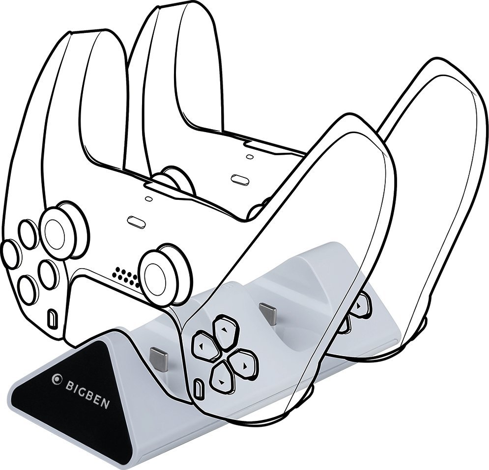 Karikues kontrollash BigBen PS5 V2, docking station, USB Type-C, bardh e zi