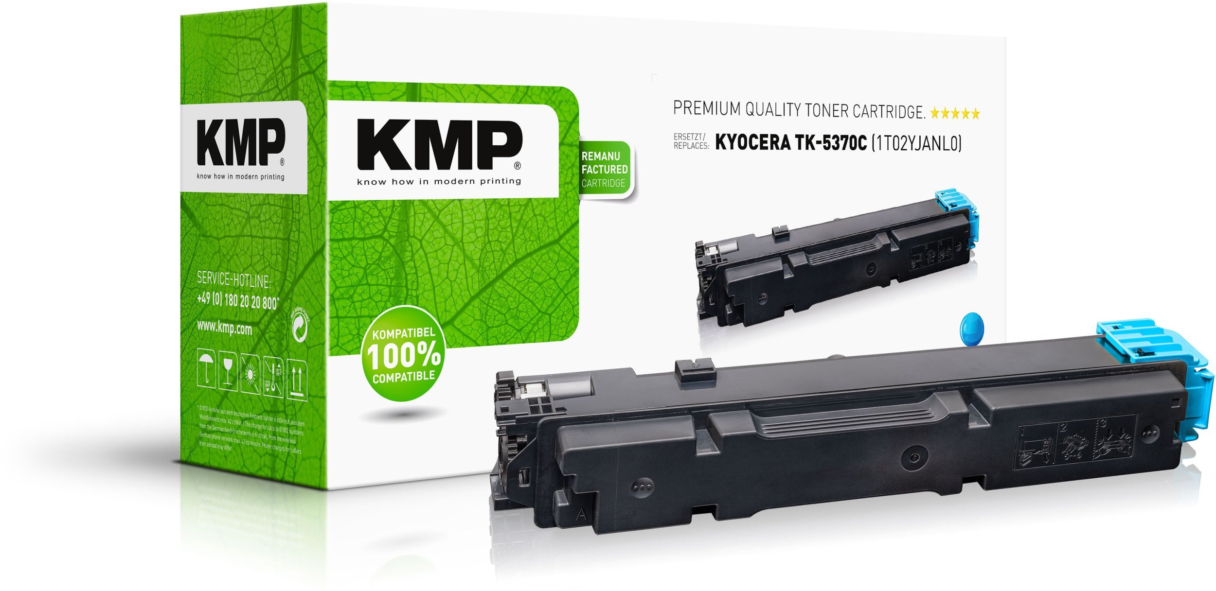 Тонер KMP Kyocera TK-5370C, цијан, 5000 страници, репродуциран