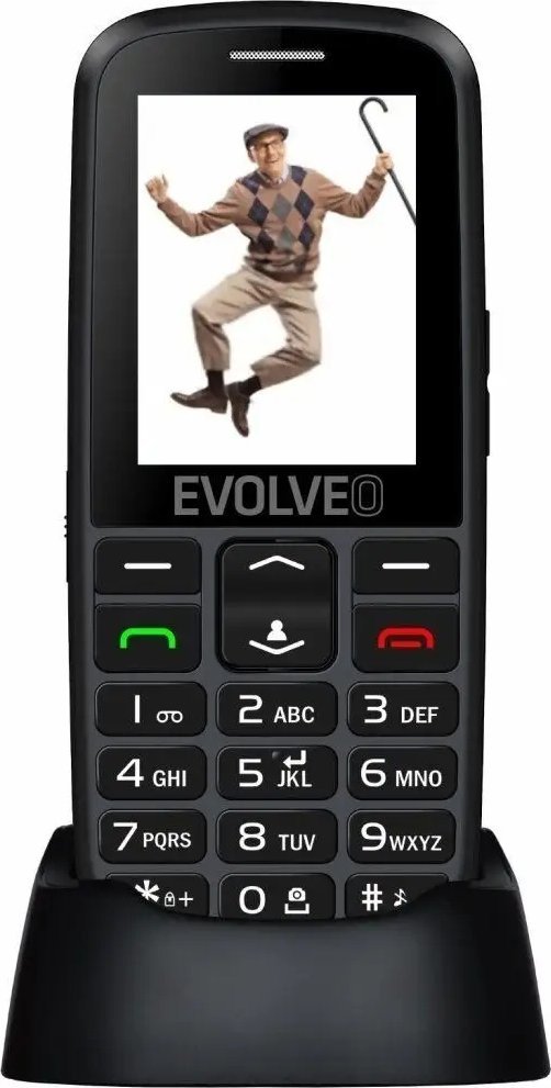 Telefoni për të moshuar EVOLVEO EasyPhone EG, ekran 2.4", buton SOS, i zi