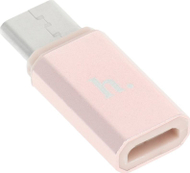Adapter USB Hoco, USB C në microUSB, rozë