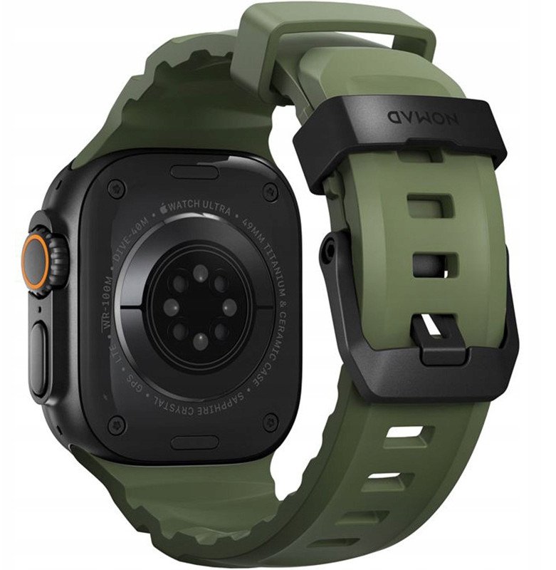 Rrip ore Rocky Point Band për Apple Watch, 46mm 49mm, gome FKM, pylli me hardware i zi