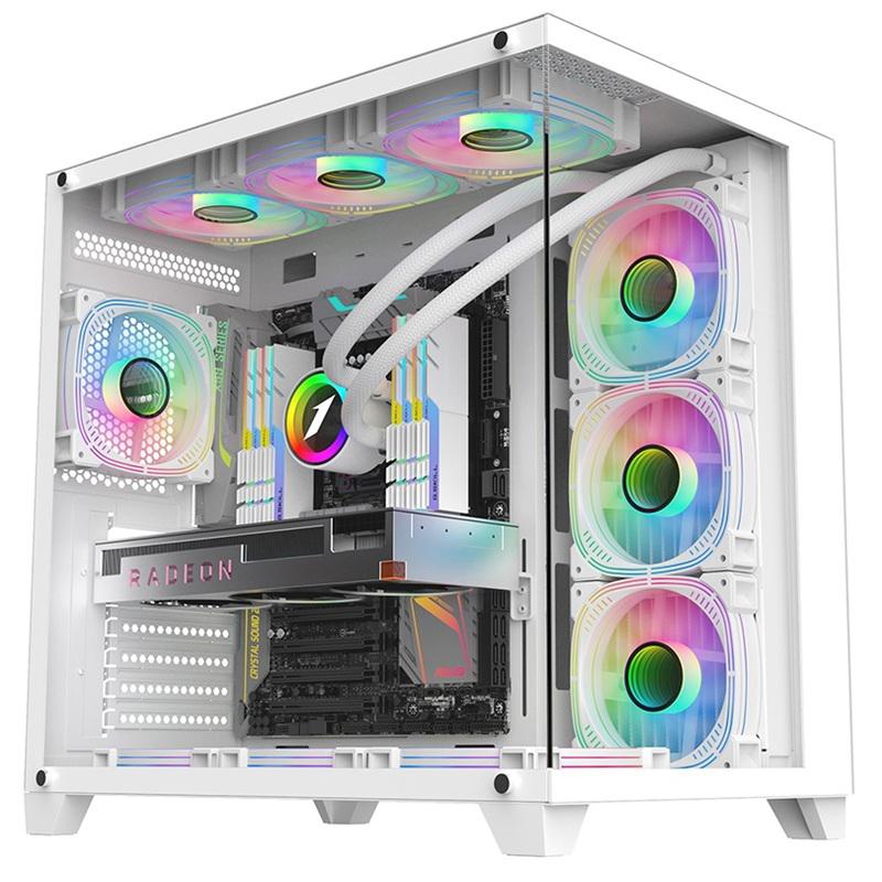 Kutia kompjuterike 1st Player MV8 TP, ATX, 7 ventilatorë aRGB, e bardhë