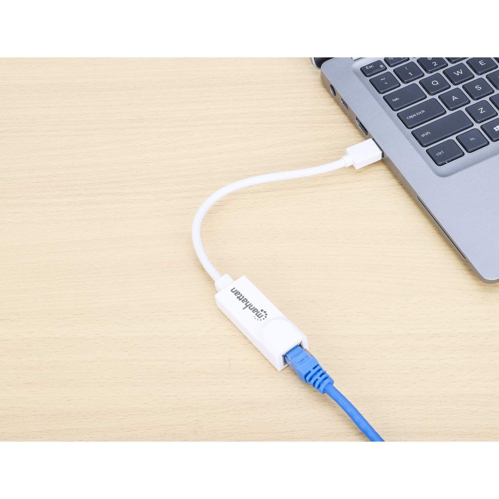 Përshtatës rrjeti Manhattan USB 3.0 në Gigabit, RJ45, 2 Gbps, i bardhë