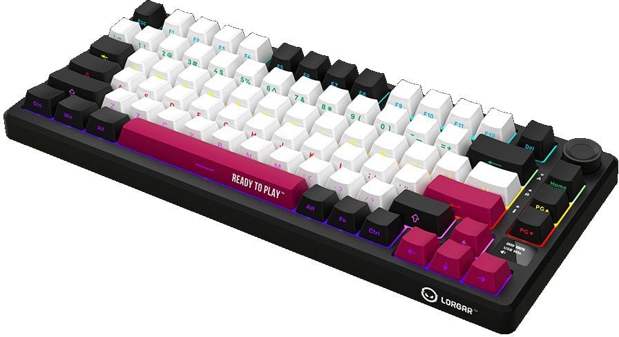 Tastierë mekanike wireless Lorgar KBP7075W, 75% gaming, RGB, e zezë me të kuqe