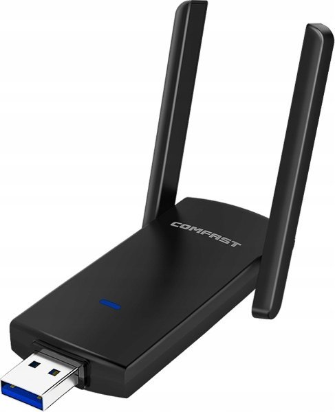 Adapter WiFi USB i pa markë, 1300Mbps, bandë 2.4GHz dhe 5GHz, i zi