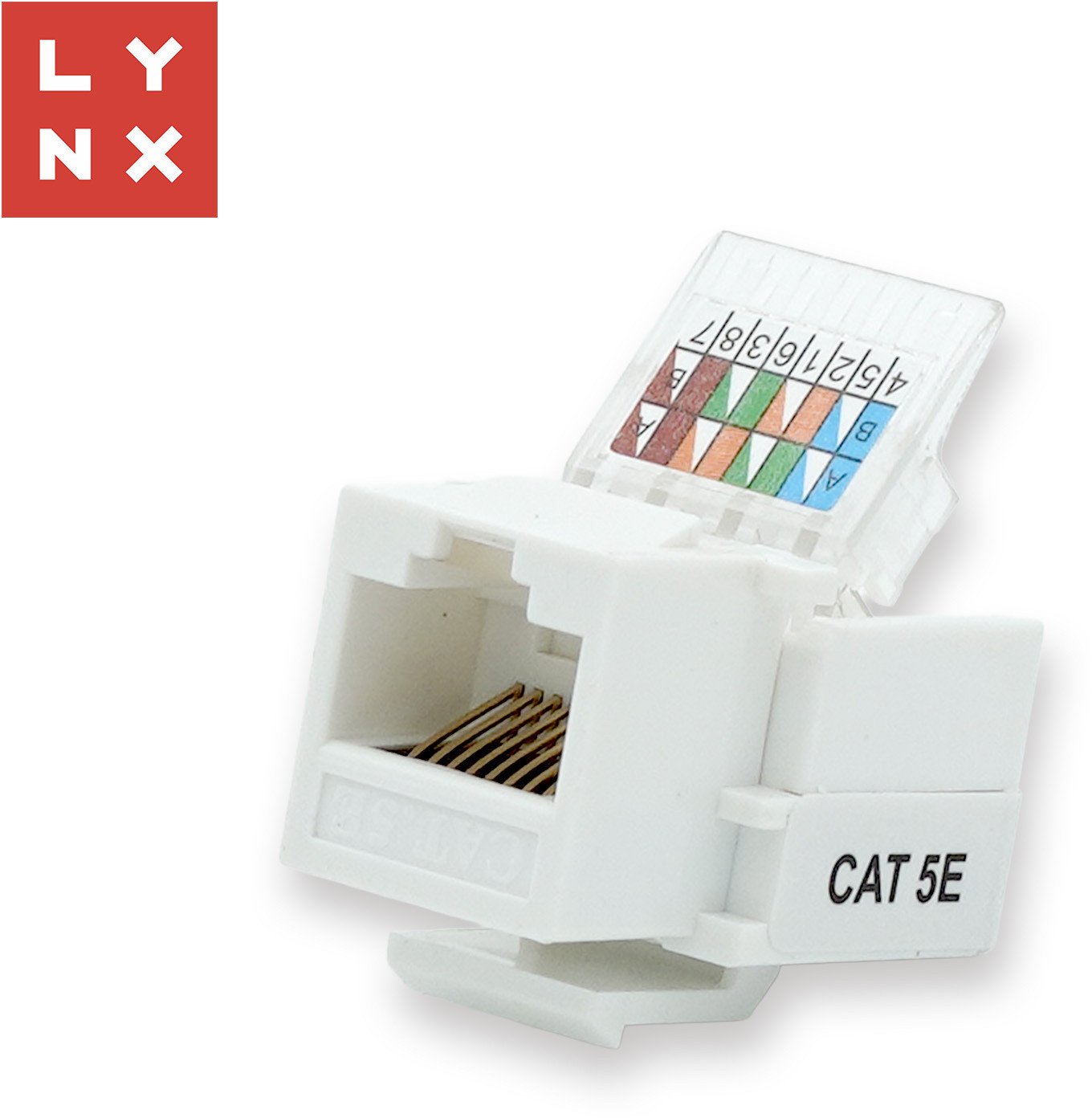 Keystone modul LYNX LX-KST-TL-90-CAT5E-UTP, UTP Cat5e, vetëkrimpues 90°, i bardhë