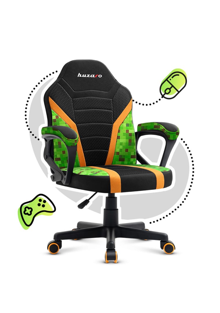 Karrige lojërash për fëmijë Huzaro Ranger 1.0 Pixel Mesh, 130kg, e zezë