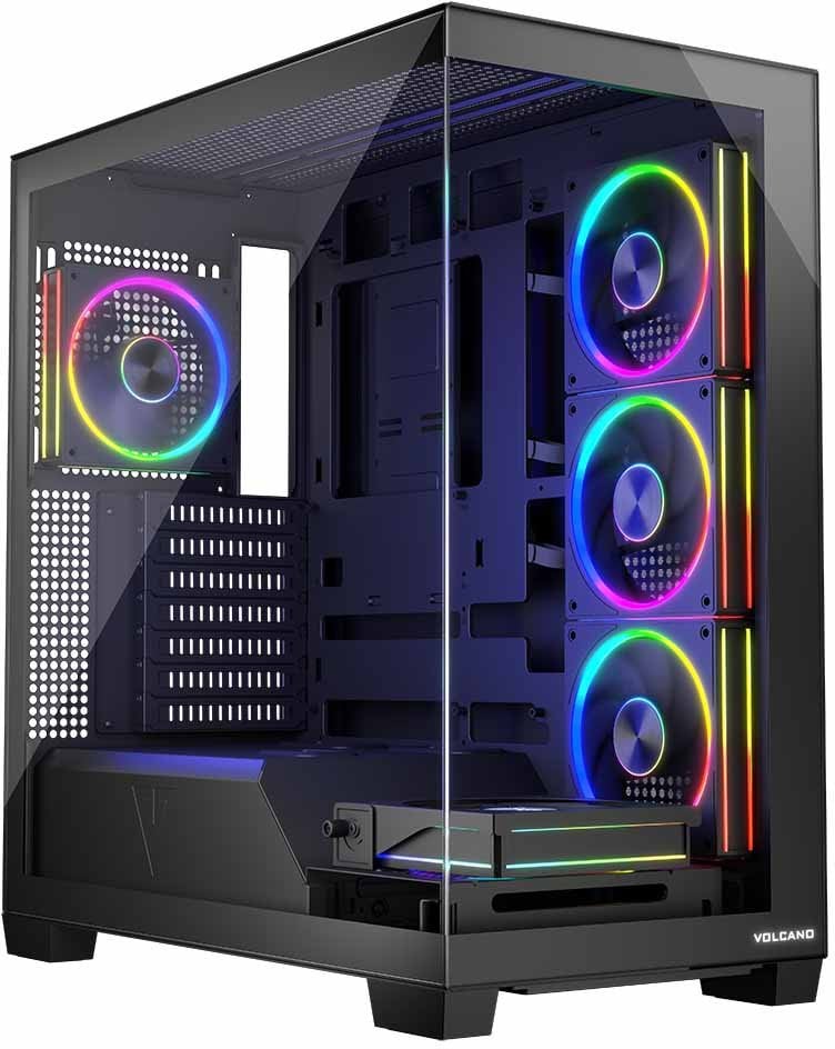 Kase kompjuteri Modecom Stellar 5F ARGB 10, xham i temperuar, 5 ventilatorë ARGB, e zezë