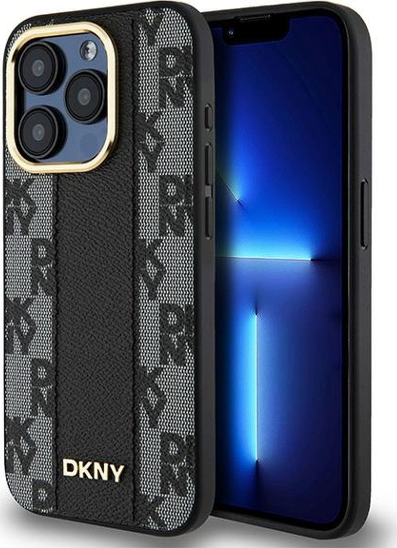 Mbulesë telefoni DKNY MagSafe, për iPhone 15 Pro Max, lëkurë PU me kuadrate, e zezë