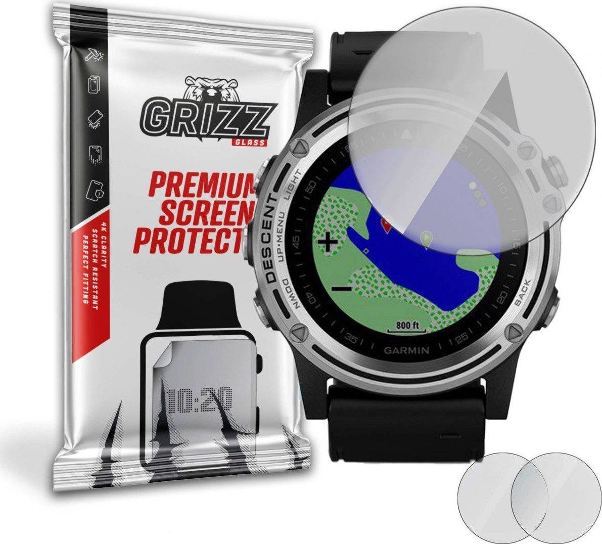 Mbrojtëse ekrani GrizzGlass Garmin Descent Mk1, matte, set 2 copë, transparente