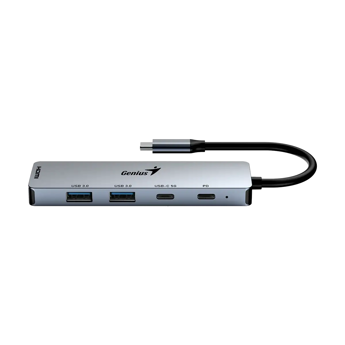 USB Hub Genius UH-500, 4 porte, 2xUSB-C/2xUSB-A 3.0, HDMI 4K, e hirtë