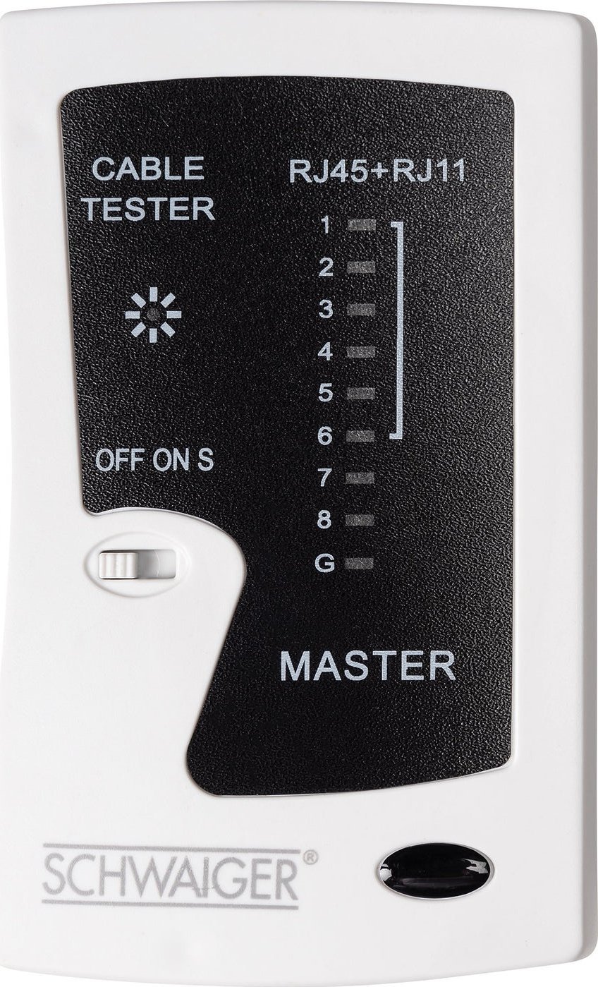 Testues kabllosh rrjeti Schwaiger NWM1 531, RJ45 RJ11, i zi e bardhë