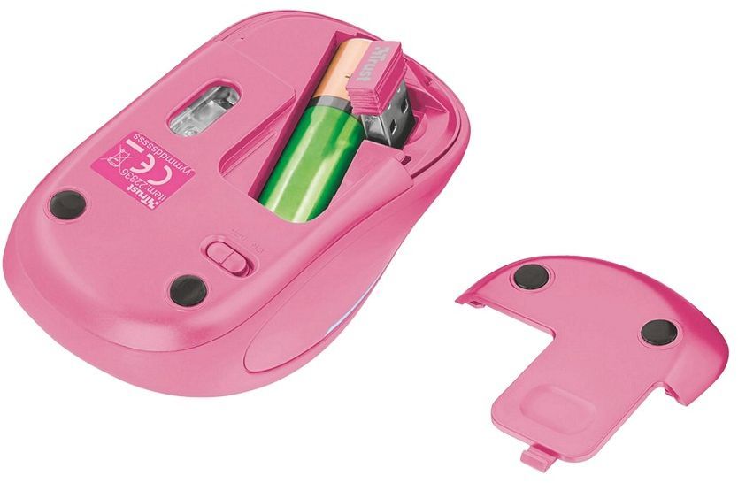 Maus Trust YVI, wireless, USB, rozë