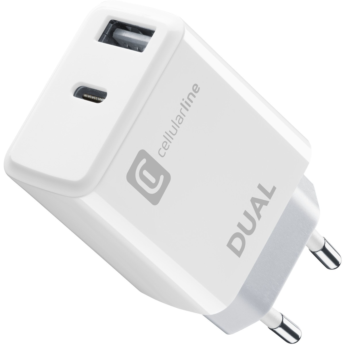 Karikues Cellularline Apple ACHIPHUSB2PD20WW, 20W, 2-porte, type-C/ USB-A, i bardhë