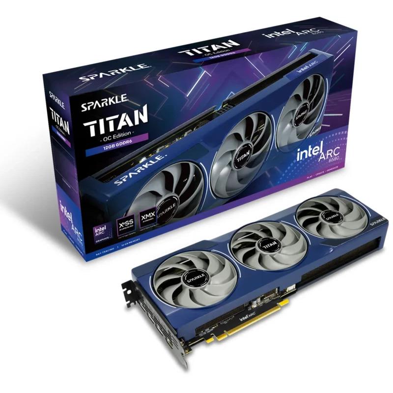 Kartë grafike Sparkle Intel Arc B580 Titan OC, 12GB GDDR6, Breathing Light, e zezë