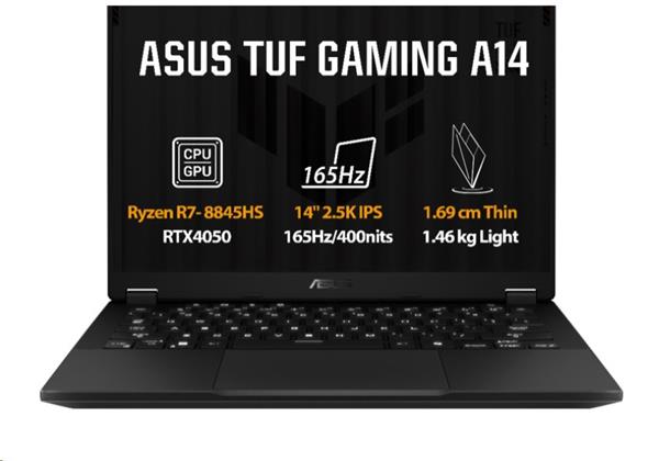 Laptop ASUS TUF Gaming A14 (FA401UU‑RG069X), 14", AMD Ryzen 7 8845HS, 32 GB DDR5‑5600, 1 TB PCIe 4.0 SSD, NVIDIA RTX 4050 6 GB, Windows 11 Pro, i hirtë