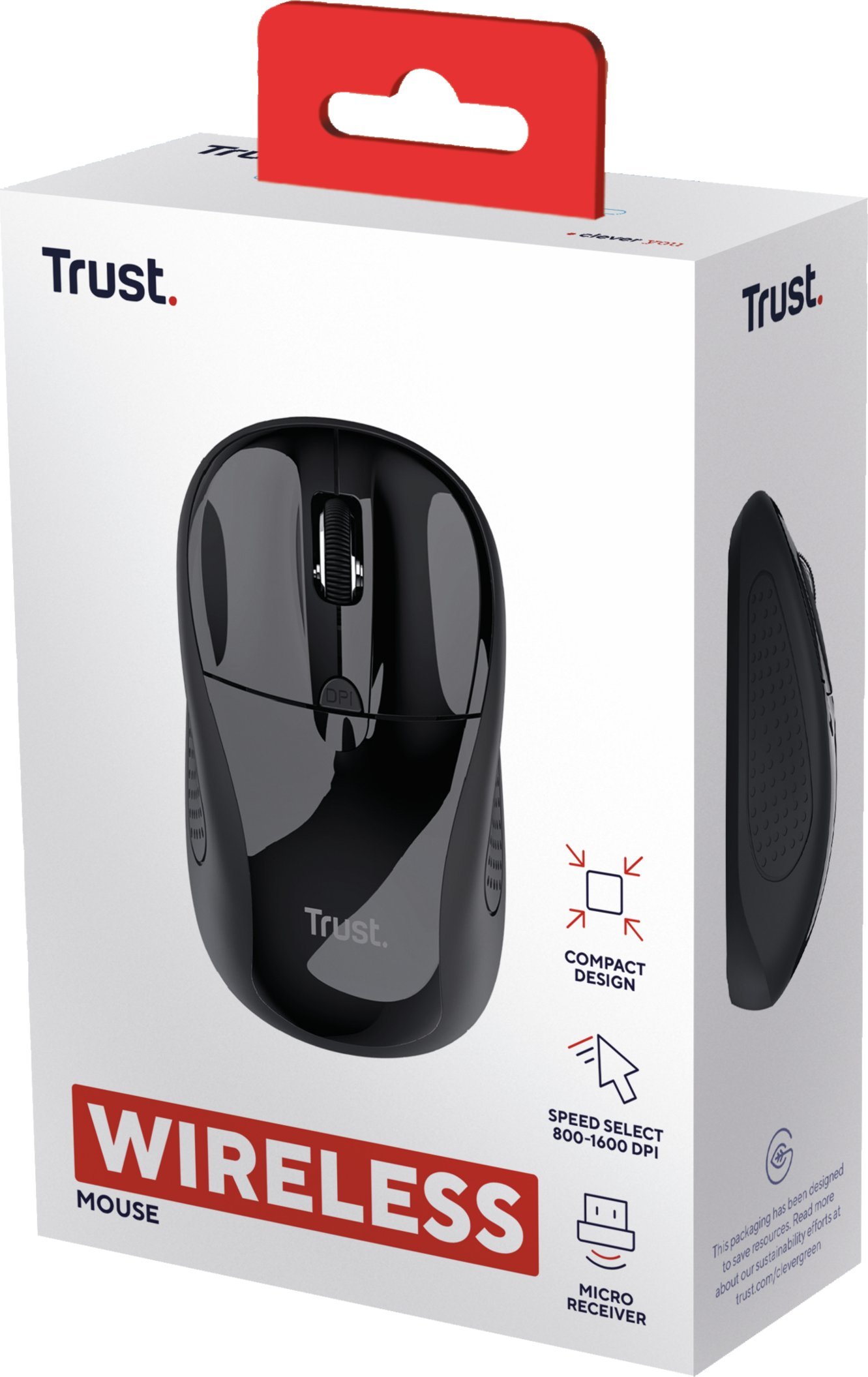 Mouse wireless Trust Basics, 1600 DPI, USB, i zi