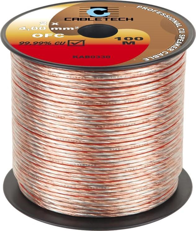 Kabëll altoparlanti Cabletech OFC 2x4mm, 100m, transparent