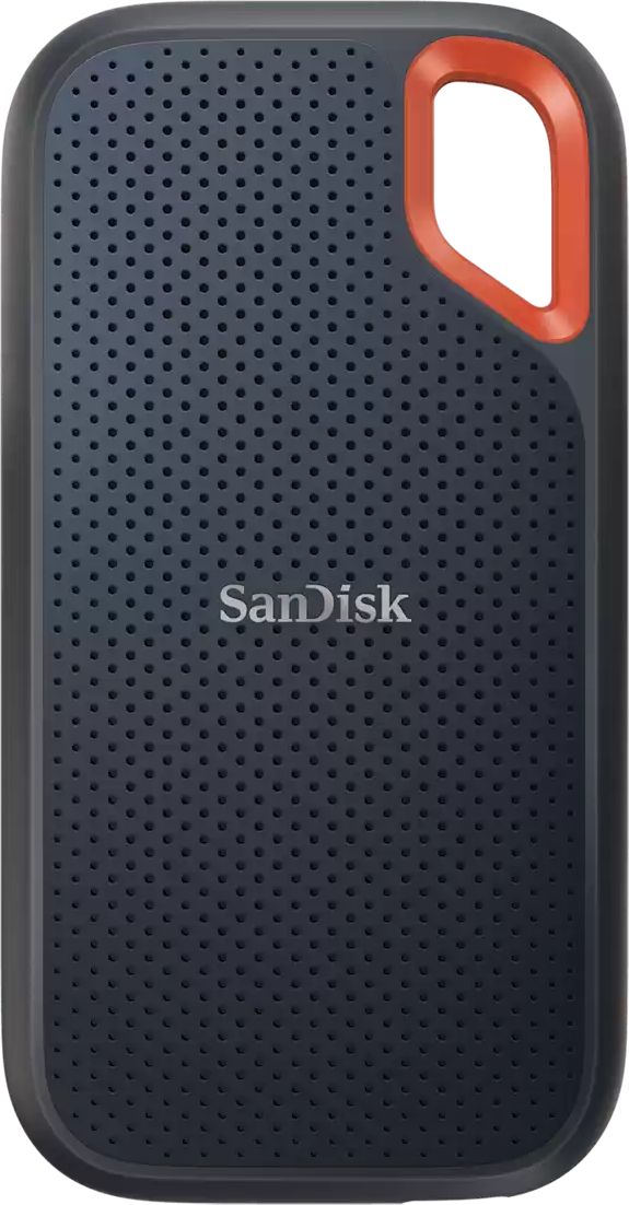 Disk SSD i jashtëm SanDisk Extreme Portable V2, 4 TB, USB-C 3.2, rezistent ndaj ujit dhe pluhurit, i zi / portokalli