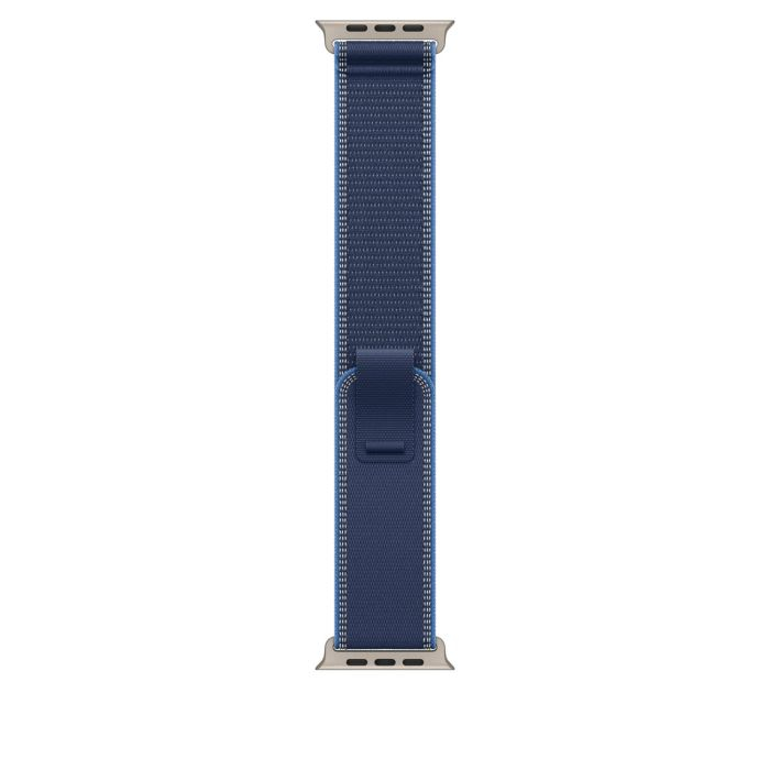 Apple Watch 49mm Loop, Blue/Bright Blue Trail Loop, M/L, Natural Titanium Finish