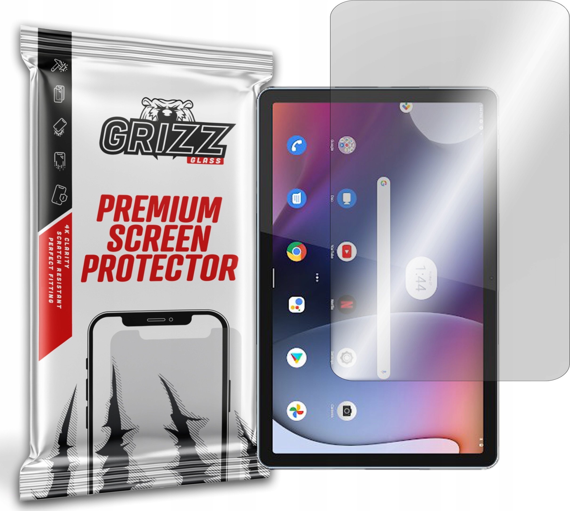 Mbrojtës ekrani GrizzGlass për tablet Motorola Moto Tab G62, xham hibrid, transparencë e lartë