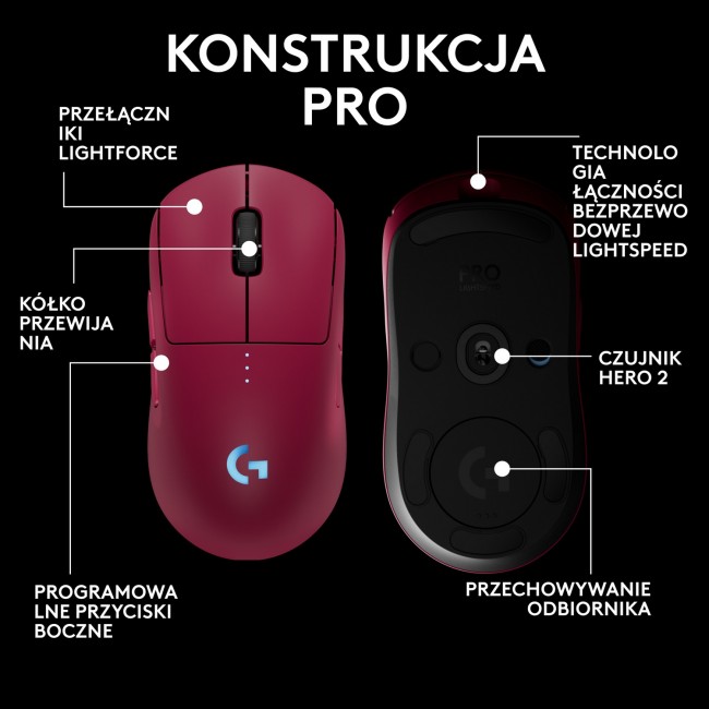 Maus gaming Logitech G Pro 2 Lightspeed, wireless, HERO 2, rozë