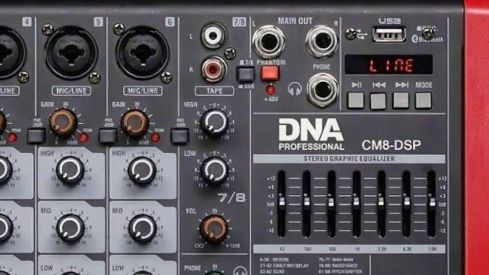 Mikser audio DNA CM8 DSP, 8 kanale, USB dhe Bluetooth, i zi