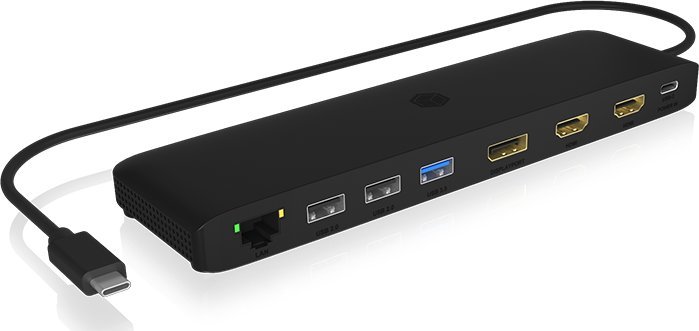 Docking station Icy Box IB-DK2116-C, USB Type-C, dalje të trefishta video, gri