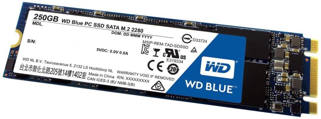 SSD WD Blue	(WDS250G1B0B), 250GB, M.2 2280 SATA III