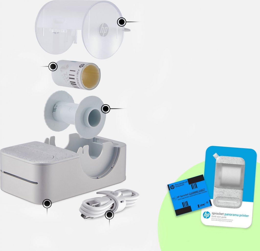 Пренослив печатач HP Sprocket Panorama, бел