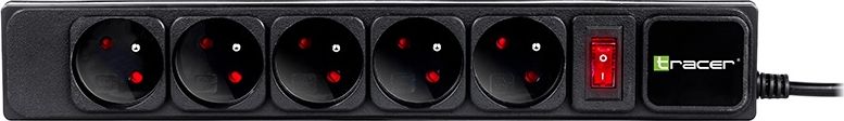 Listë zgjatues Tracer PowerGear, 5 priza, kabllo 1.5m, e zezë