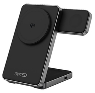 Dviced 3-in-1 Foldable Qi2 Magnetic Wireless Charger Stand W Cable, Wall Charger, Black