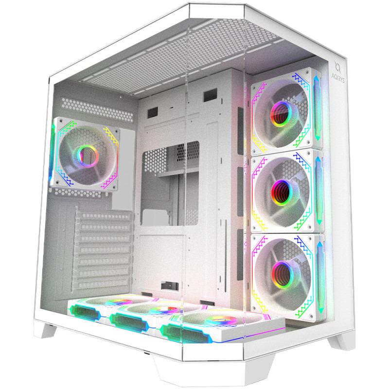 Kasa gaming AQIRYS TITAN, Midi Tower, 4x 120mm ventilatorë, e bardhë