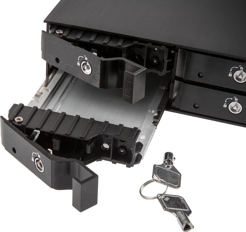 Enkllozh për disqe SilverStone SST-FS204B, 4x 2.5", 5.25", SATA 3, i zi