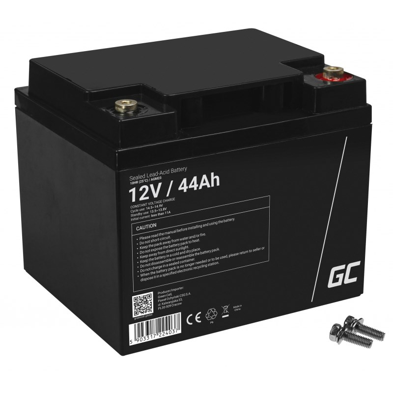 Bateri AGM Green Cell AGM23, 12V, 44Ah, e zezë