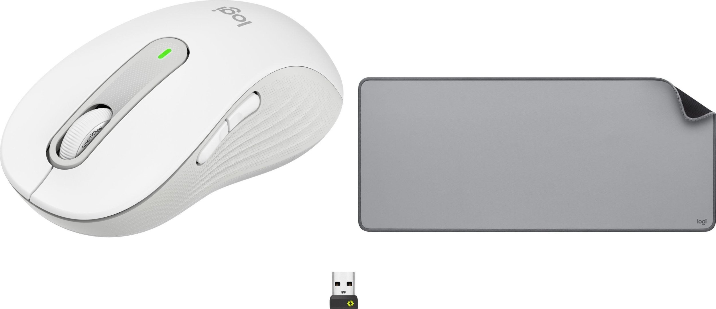 Set maus dhe mousepad Logitech M650 L Studio Series, Wireless, SilentTouch, i bardhë gri
