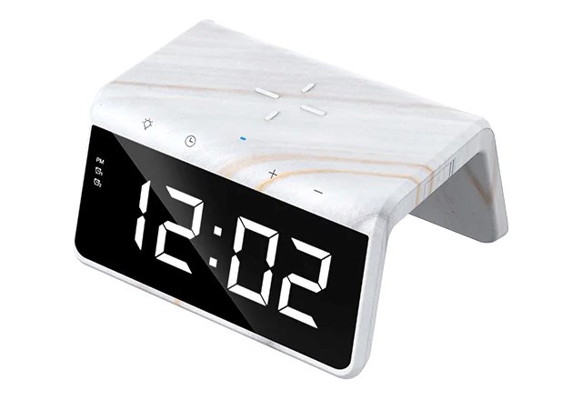 Karikues wireless me alarm Havit W320, 15W, ekran LED, mermer i bardhë