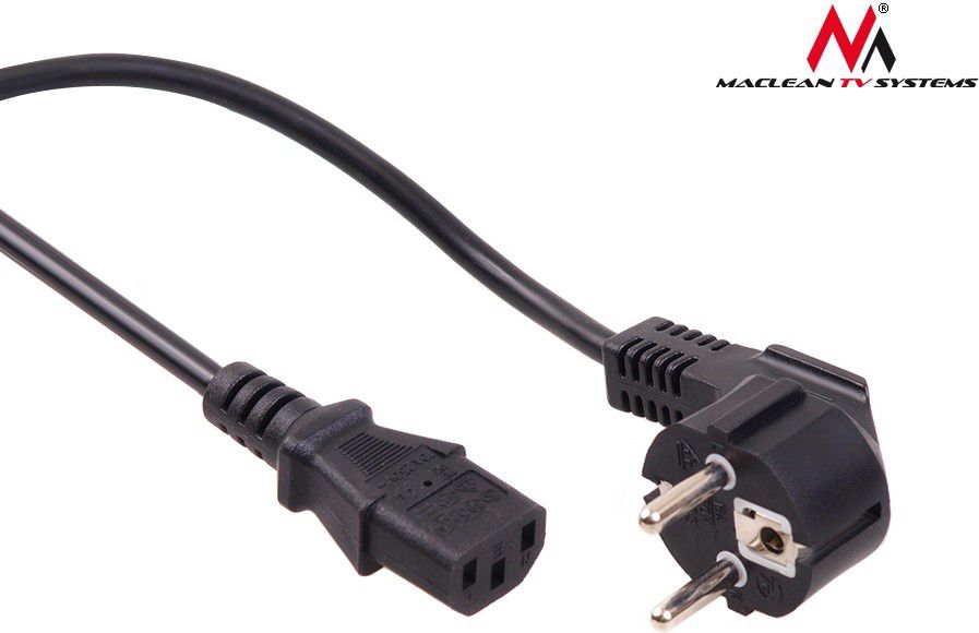 Kabllo energjie Maclean MCTV-801 3-pin 5m EU plug, e zezë 