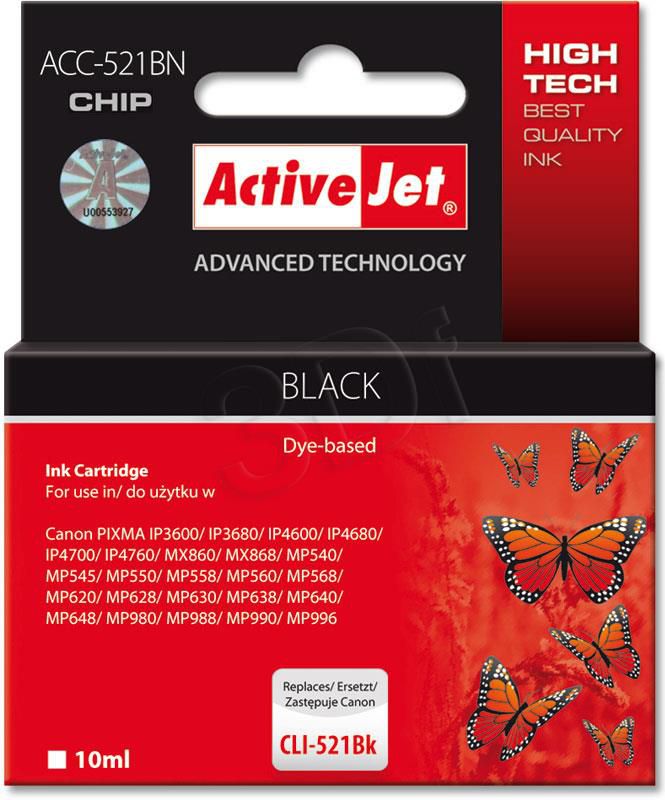 Ngjyrë printeri Activejet ACC-521BN / CLI-521Bk, e zezë