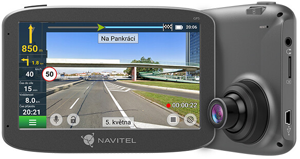 Navigacion për veturë me kamerë regjistrimi Navitel RE 5 DUAL, gri