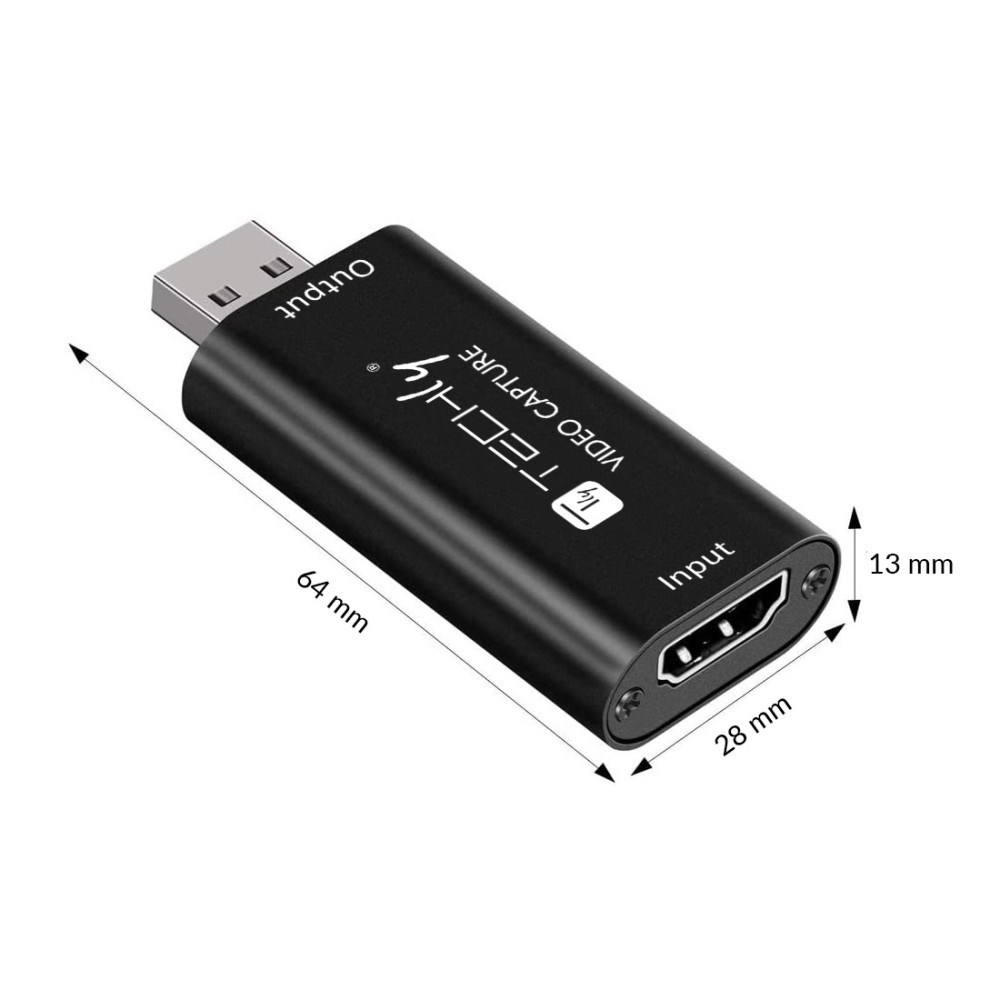 Kartë video capture Techly I USB VIDEO 1080TY, USB në HDMI, hyrje 4K 60Hz, dalje 1080p, e zezë