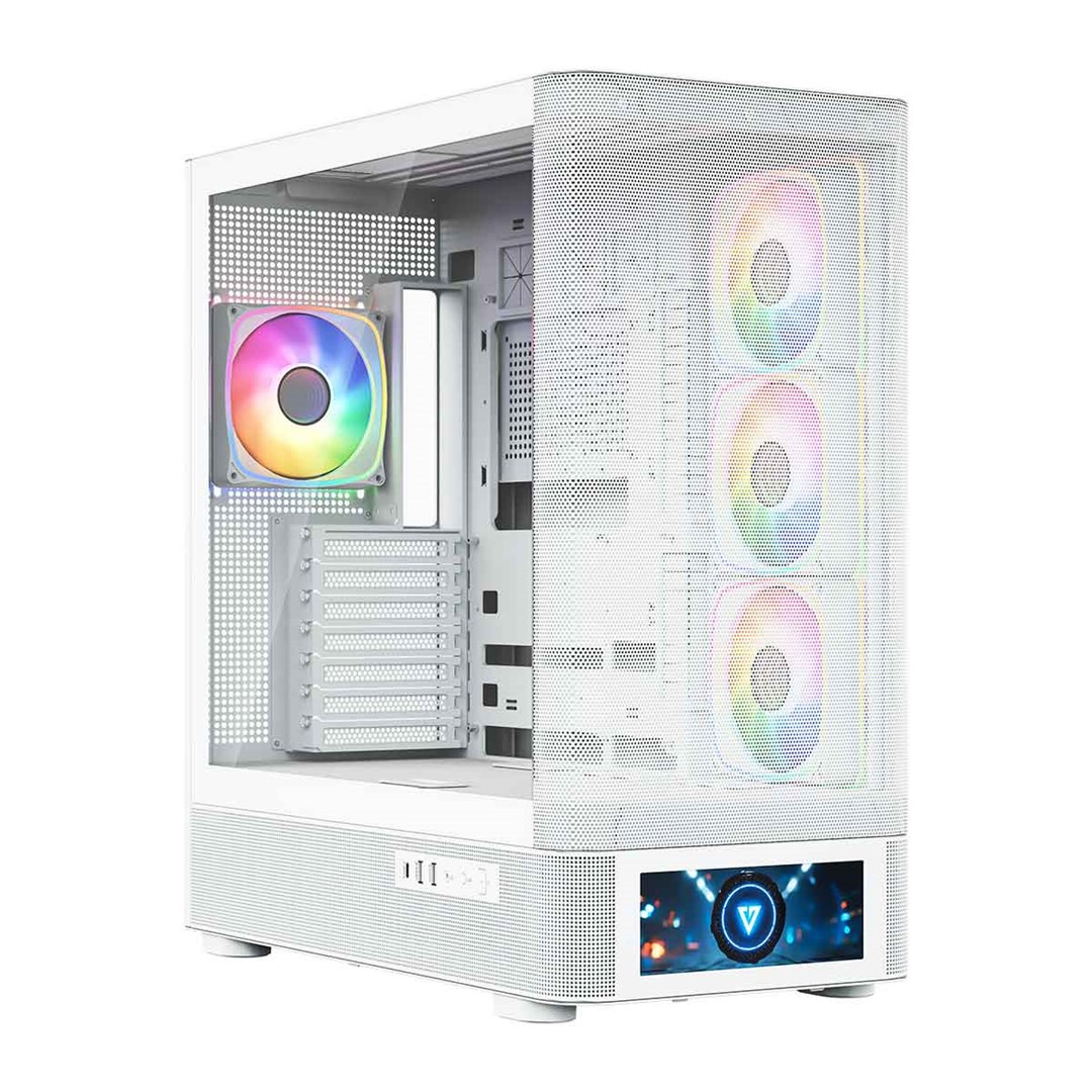 Kuti gaming MODECOM Volcano AQ500, MIDI Tower, ARGB, e bardhë