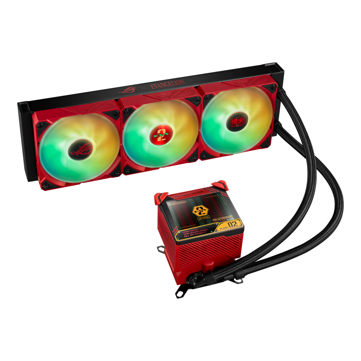 Ftohës uji për CPU ASUS ROG RYUJIN III 360 ARGB EVA 02 Edition, 360 mm, LCD 3.5", zi e kuqe