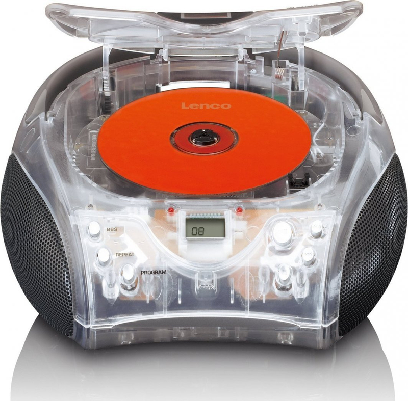 Radio CD player portativ Lenco SCD-24, FM, transparent