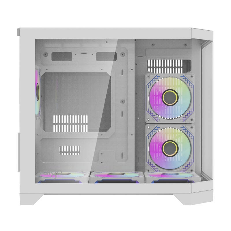 Kuti kompjuteri Darflash FT418, 6 ventilatorë ARGB, xham i temperuar, e bardhë